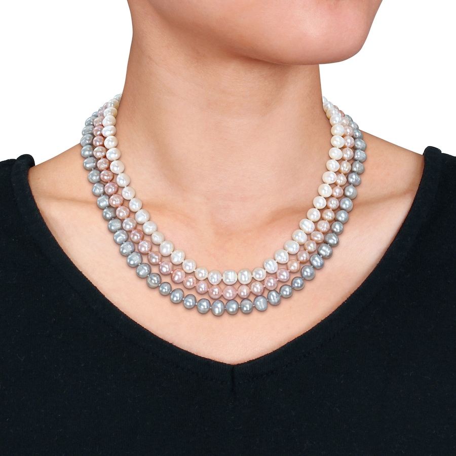 Image 736141_ALTMORE4.jpg, Product 736-141 / Price $349.99, Amour Pearls 7.5-8mm Multi Colour Freshwater Cultured Three Strand Necklace from Amour Pearls on TSC.ca's Jewellery department
