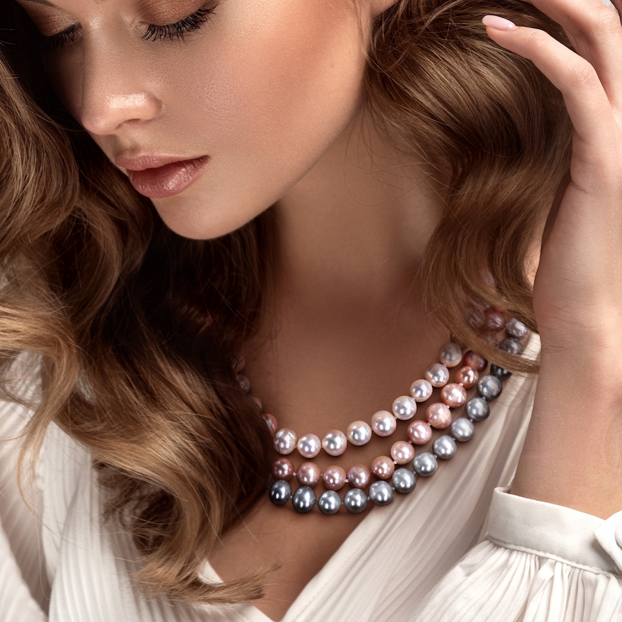 Image 736141_ALTMORE5.jpg, Product 736-141 / Price $349.99, Amour Pearls 7.5-8mm Multi Colour Freshwater Cultured Three Strand Necklace from Amour Pearls on TSC.ca's Jewellery department