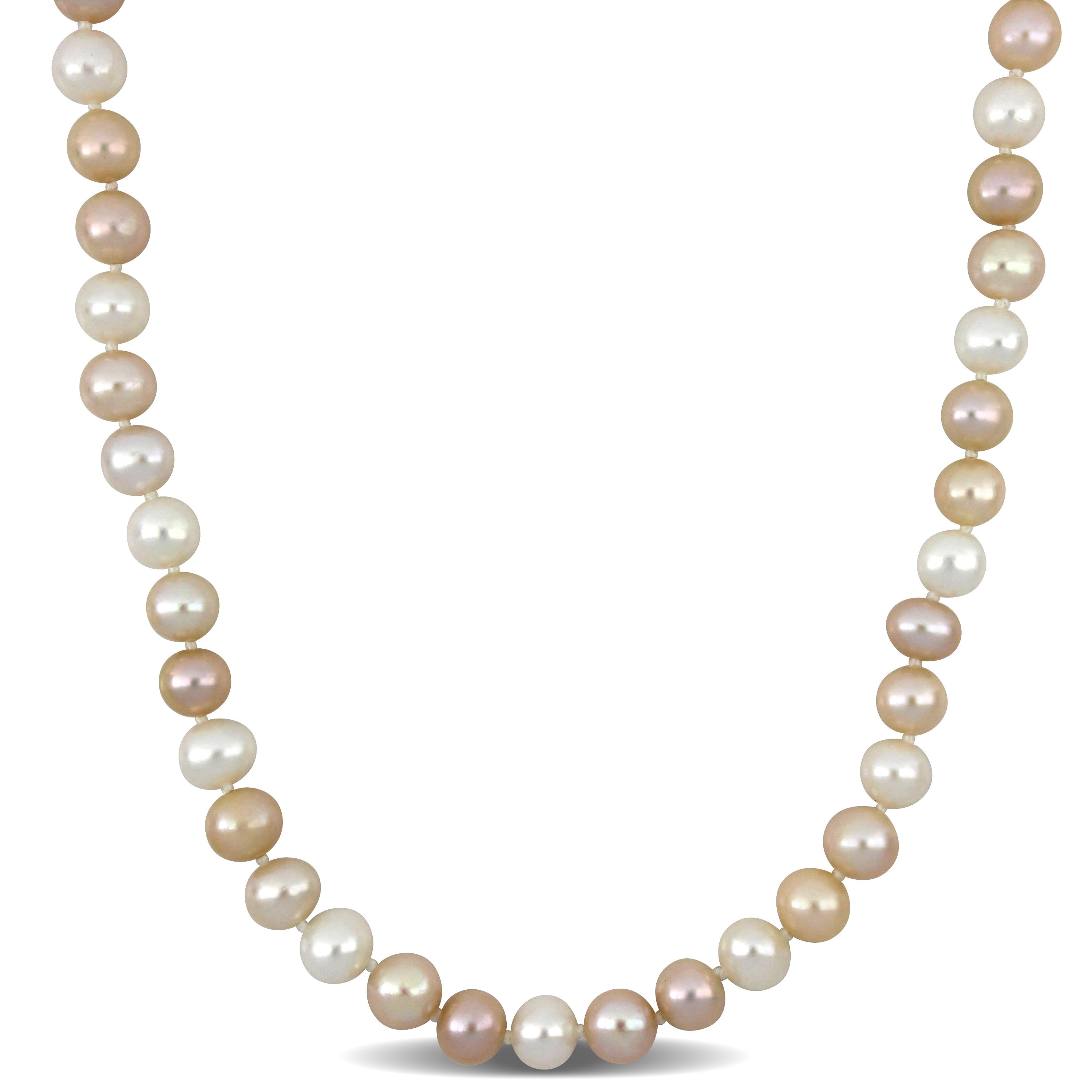 Peach color sale pearl necklace