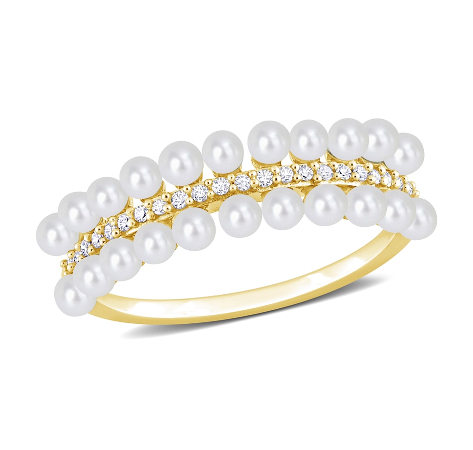 Image 736148.jpg, Product 736-148 / Price $629.99, Amour Pearls 10K Yellow Gold 2-2.5mm Freshwater Cultured Pearl & Diamond Ring from Amour Pearls on TSC.ca's Jewellery department