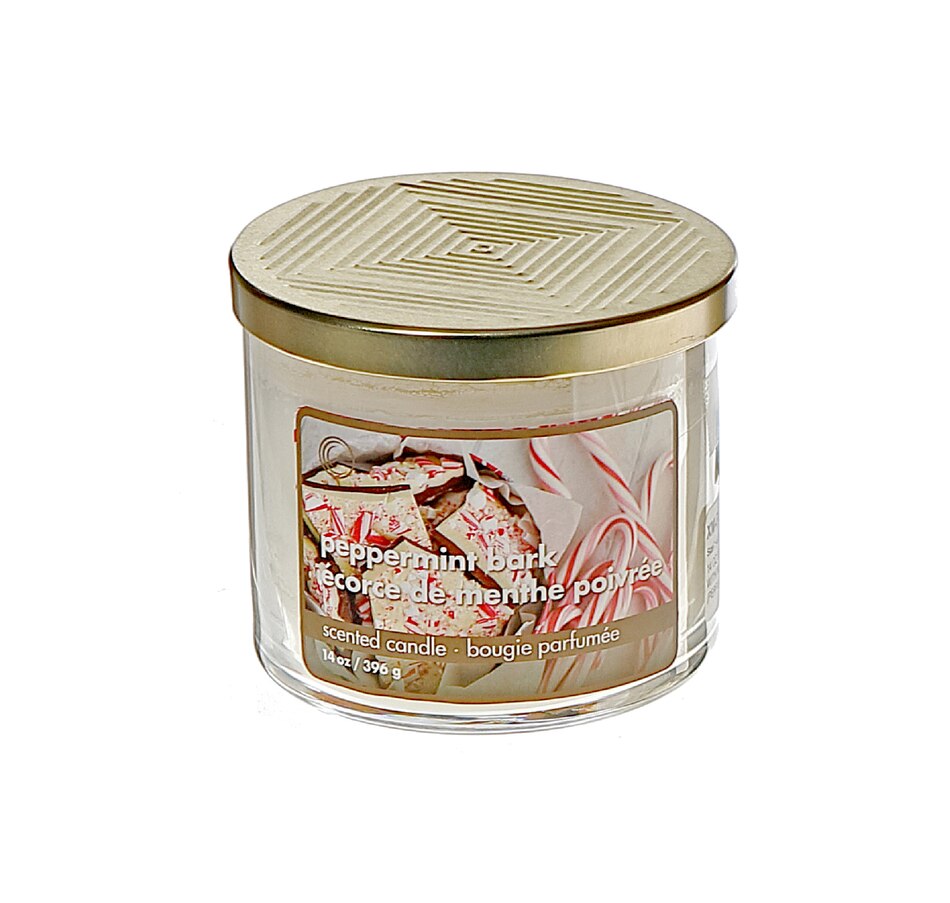 Image 736200.jpg, Product 736-200 / Price $34.99, IH Casa Décor 14-oz 3-Wick Jar Candle with Metal Lid (peppermint bark, set of 2) from IH Casa Decor on TSC.ca's Home & Garden department