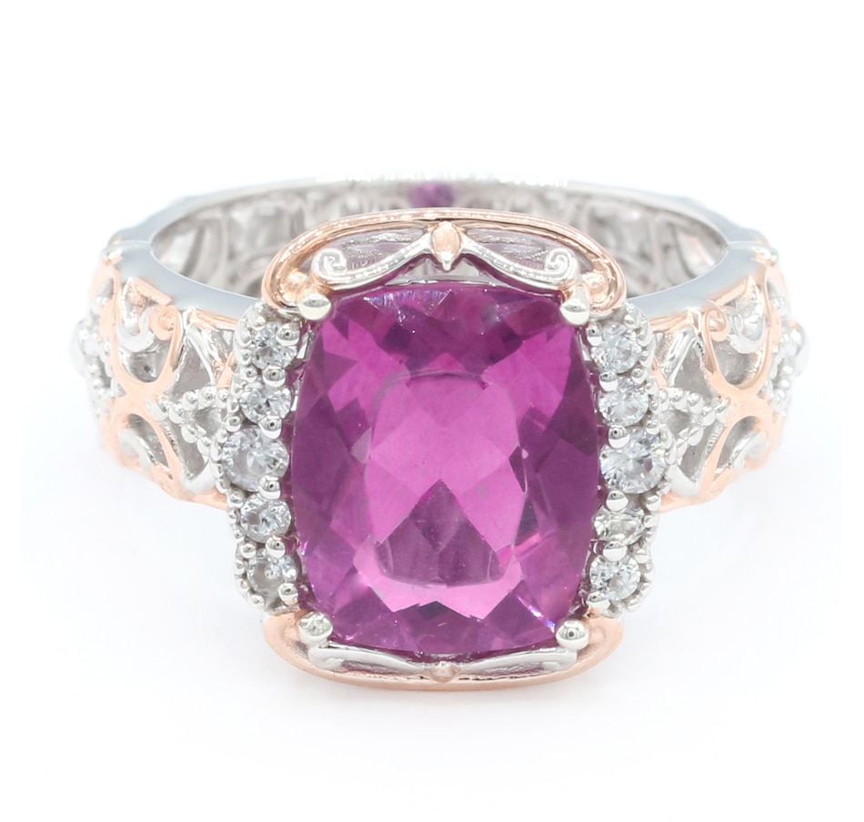 Image 736217_CUSHI.jpg, Product 736-217 / Price $429.99, Gems En Vogue Palladium Silver Fuchsia Fluorite And White Zircon Ring from Gems En Vogue on TSC.ca's Jewellery department