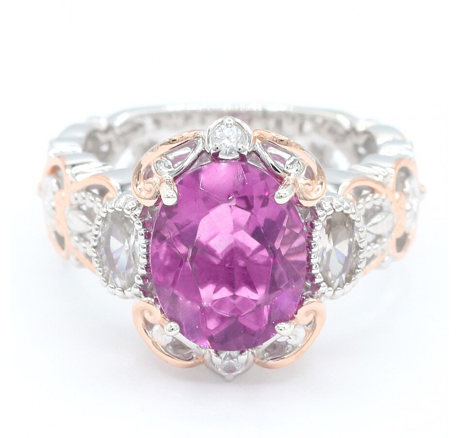 Image 736217_OVL.jpg, Product 736-217 / Price $429.99, Gems En Vogue Palladium Silver Fuchsia Fluorite And White Zircon Ring from Gems En Vogue on TSC.ca's Jewellery department