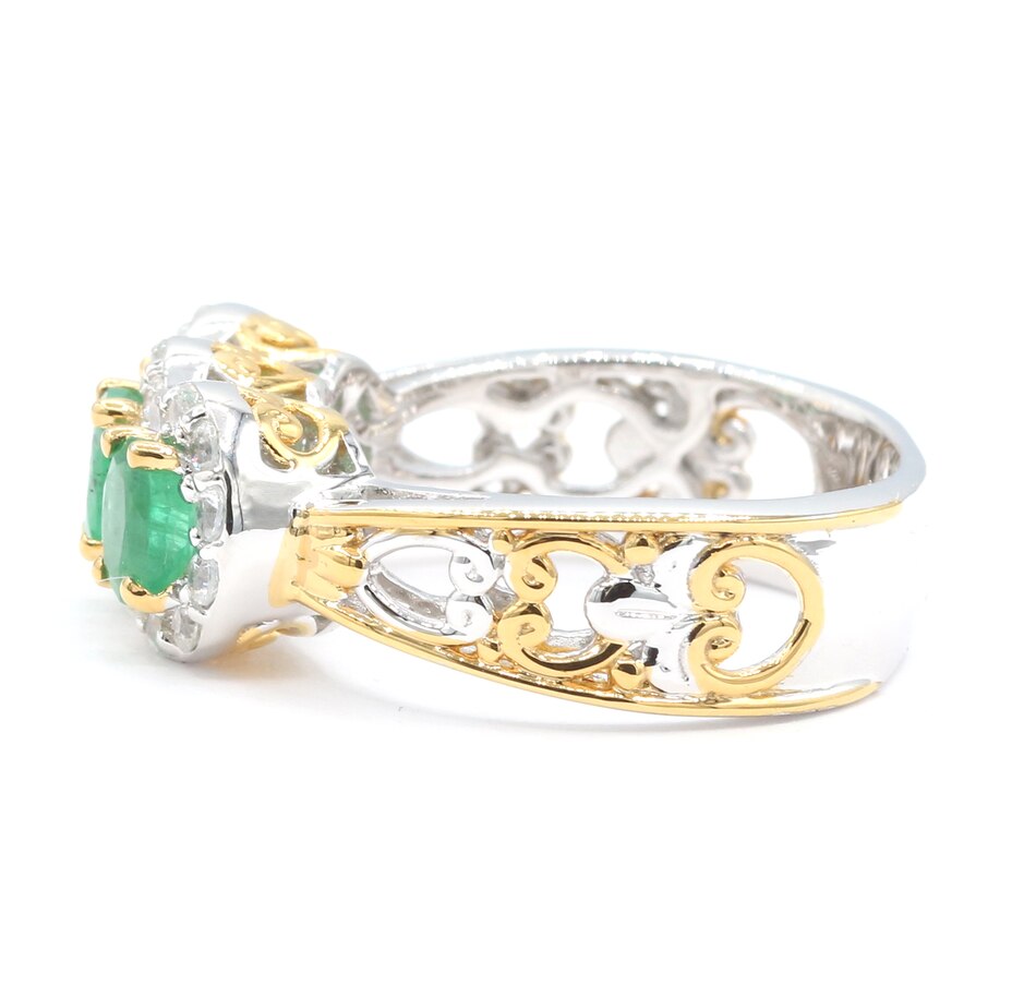 Image 736221_ALTMORE1.jpg, Product 736-221 / Price $379.99, Gems En Vogue Palladium Silver Emerald And White Zircon Three Stone Ring from Gems En Vogue on TSC.ca's Jewellery department