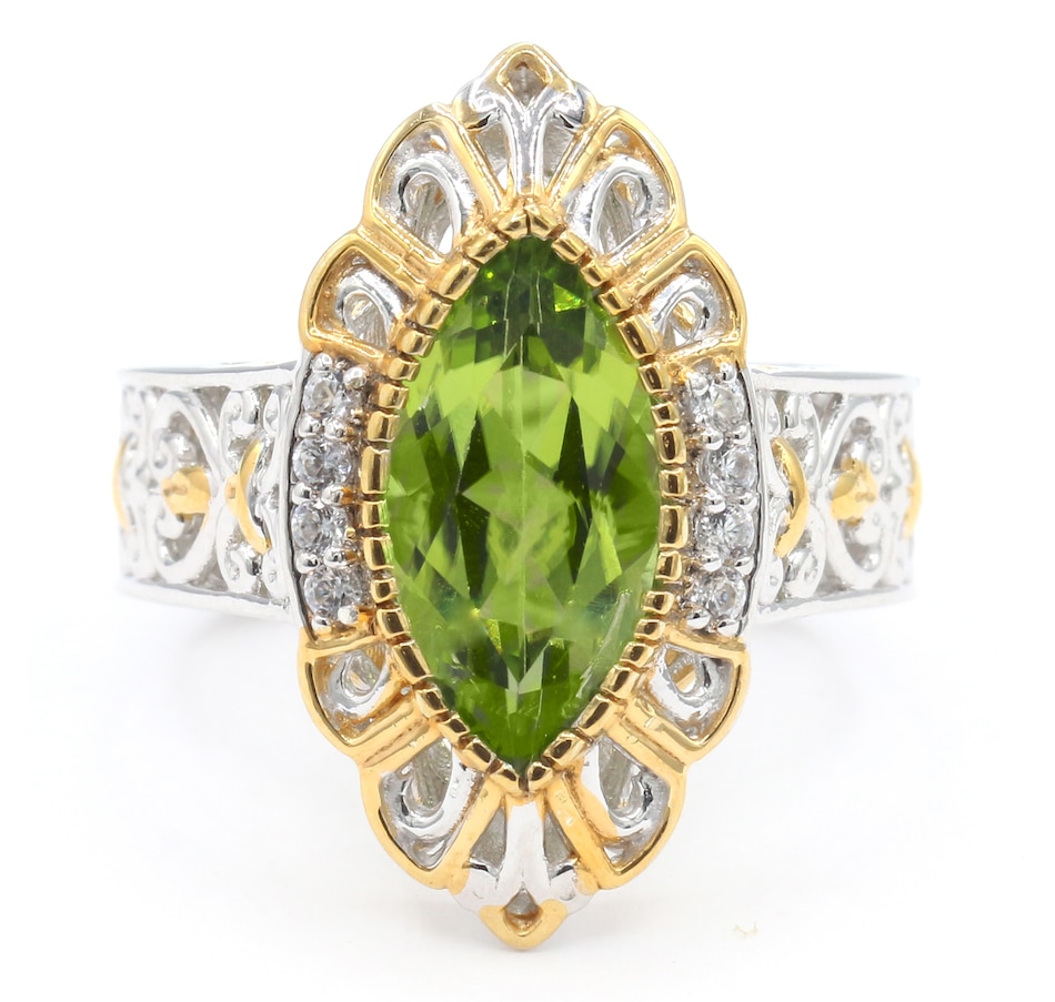 Image 736233.jpg, Product 736-233 / Price $449.99, Gems En Vogue Palladium Silver Peridot And White Zircon Ring from Gems En Vogue on TSC.ca's Jewellery department