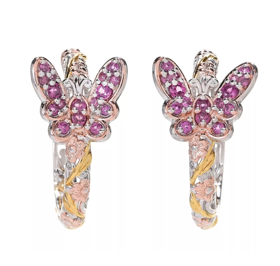 Image 736392.jpg, Product 736-392 / Price $289.99, Gems en Vogue Palladium Silver Rhodolite Butterfly Hoop Earrings from Gems En Vogue on TSC.ca's Jewellery department