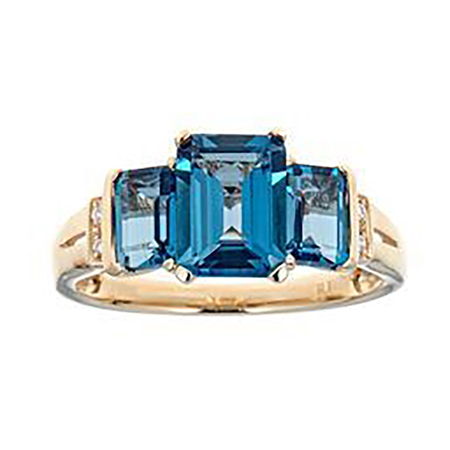 Image 736492.jpg, Product 736-492 / Price $579.99, Cirari 10K Yellow Gold 3 Stone London Blue Topaz Ring from Cirari on TSC.ca's Jewellery department