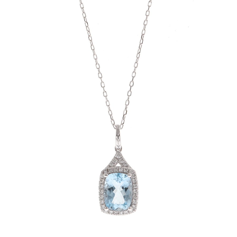 Image 736502.jpg, Product 736-502 / Price $1,199.99, Cirari 14K White Gold Aquamarine and Diamond Drop Pendant with Chain from Cirari on TSC.ca's Jewellery department
