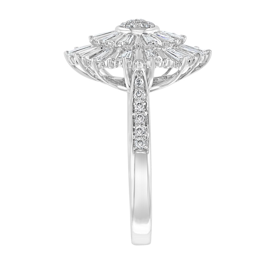EFFY Jewellery 14K White Gold Diamond Flower Top Ring Online Shopping