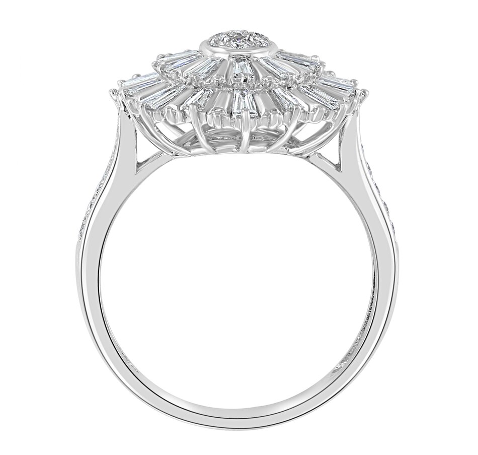 EFFY Jewellery 14K White Gold Diamond Flower Top Ring Online Shopping