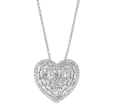 EFFY Jewellery 14K White Gold Diamond Heart Necklace