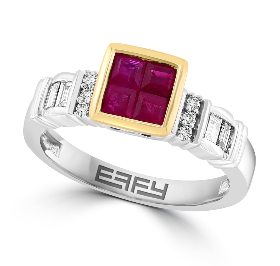 Image 736592.jpg, Product 736-592 / Price $1,699.99, EFFY Jewellery 14K Two-Tone Gold Square Top Ruby and Diamond Ring from Effy Jewellery on TSC.ca's Jewellery department