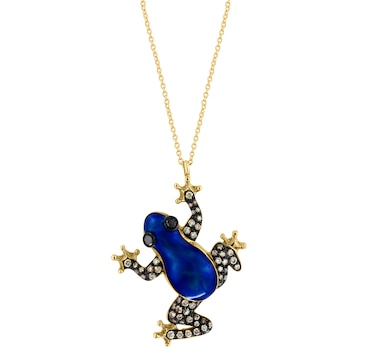 EFFY Jewellery 14K Yellow Gold Multi Diamond and Enamel Frog Pendant with Chain
