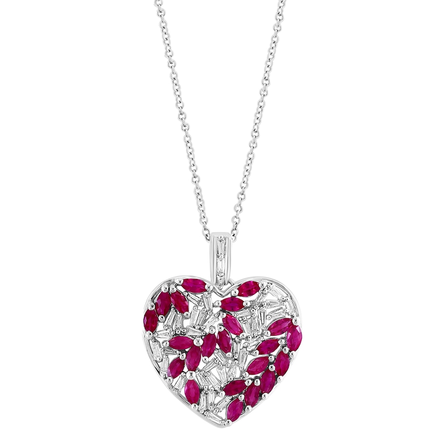 Image 736611.jpg, Product 736-611 / Price $3,499.99, EFFY Jewellery 14K White Gold Ruby and Diamond Heart Pendant with Chain from Effy Jewellery on TSC.ca's Jewellery department