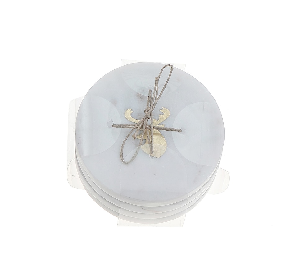 Image 736691_ALTMORE3.jpg, Product 736-691 / Price $29.99, IH Casa Décor White Marble Round Coaster with Deer Head Brass Inlay (4" x 4", set of 4) from IH Casa Decor on TSC.ca's Kitchen department