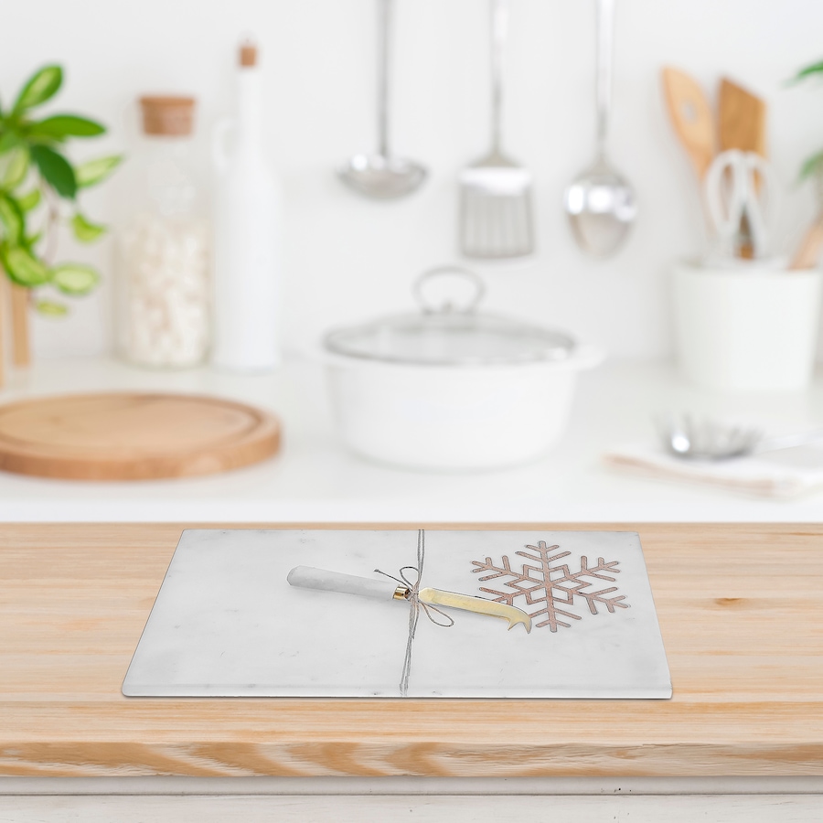Image 736713_ALTMORE1.jpg, Product 736-713 / Price $69.99, IH Casa Décor Rectangular Marble Cheese Board with Wooden Snowflake Inlay from IH Casa Decor on TSC.ca's Kitchen department