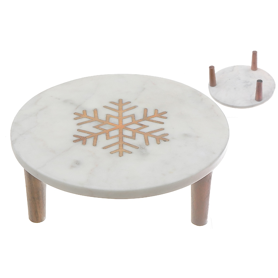Image 736714.jpg, Product 736-714 / Price $69.99, IH Casa Décor 3-Leg Round Marble Cake Stand with Wooden Snowflake Inlay from IH Casa Decor on TSC.ca's Kitchen department