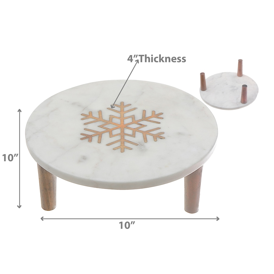 Image 736714_ALTMORE2.jpg, Product 736-714 / Price $69.99, IH Casa Décor 3-Leg Round Marble Cake Stand with Wooden Snowflake Inlay from IH Casa Decor on TSC.ca's Kitchen department