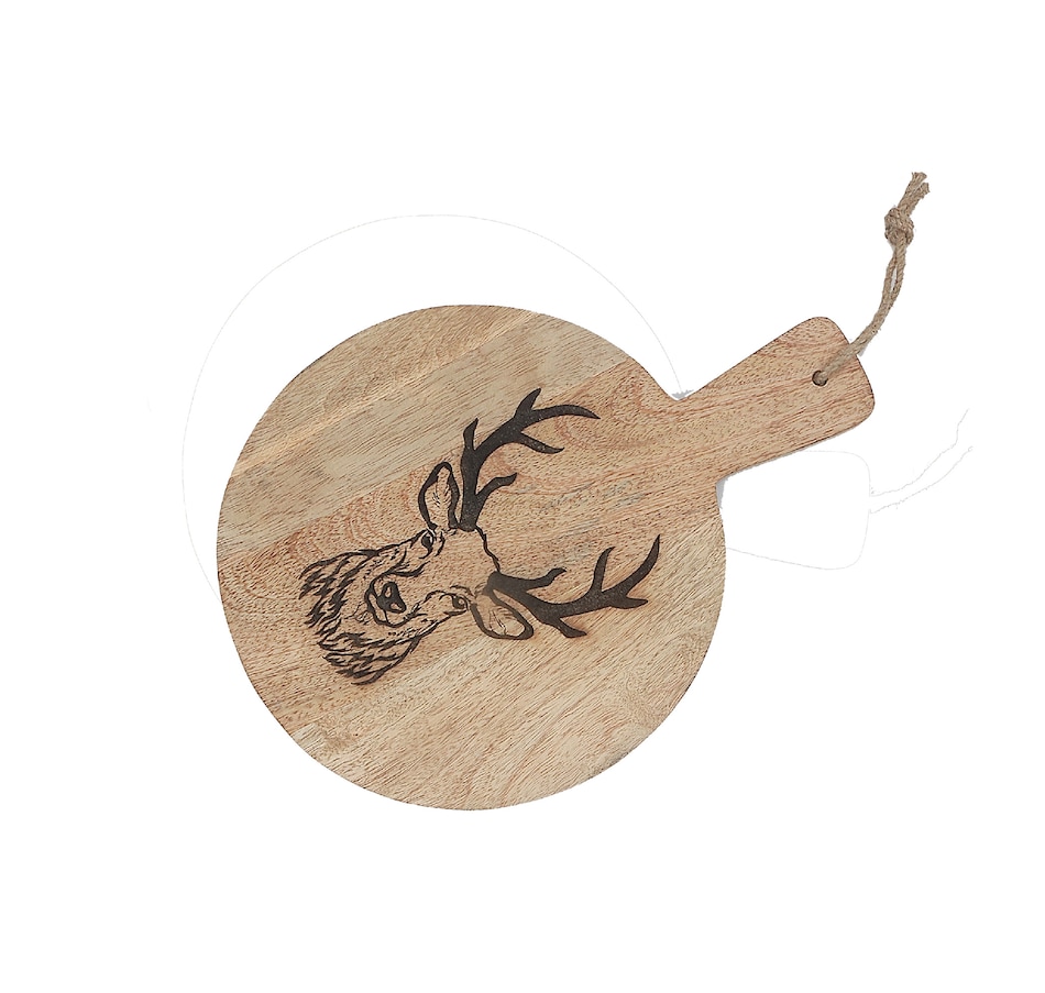 Image 736715.jpg, Product 736-715 / Price $29.99, IH Casa Décor 10" Mango Wood Round Reindeer Etched Cheese Board from IH Casa Decor on TSC.ca's Kitchen department
