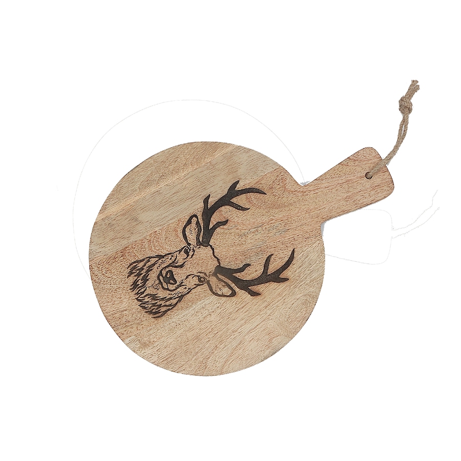 Image 736715.jpg, Product 736-715 / Price $29.99, IH Casa Décor 10" Mango Wood Round Reindeer Etched Cheese Board from IH Casa Decor on TSC.ca's Kitchen department