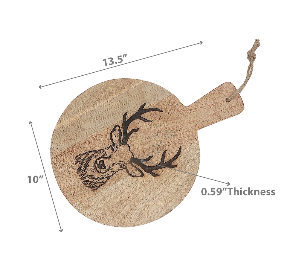 Image 736715_ALTMORE2.jpg, Product 736-715 / Price $29.99, IH Casa Décor 10" Mango Wood Round Reindeer Etched Cheese Board from IH Casa Decor on TSC.ca's Kitchen department