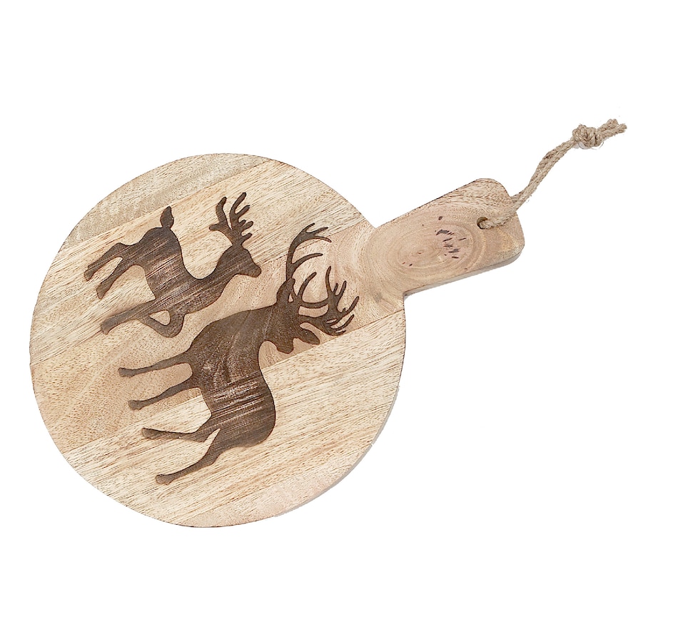 Image 736717.jpg, Product 736-717 / Price $29.99, IH Casa Décor 10" Mango Wood Round Two Reindeers Etched Cheese Board from IH Casa Decor on TSC.ca's Kitchen department
