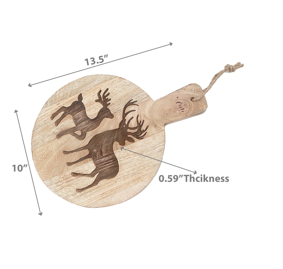 Image 736717_ALTMORE2.jpg, Product 736-717 / Price $29.99, IH Casa Décor 10" Mango Wood Round Two Reindeers Etched Cheese Board from IH Casa Decor on TSC.ca's Kitchen department