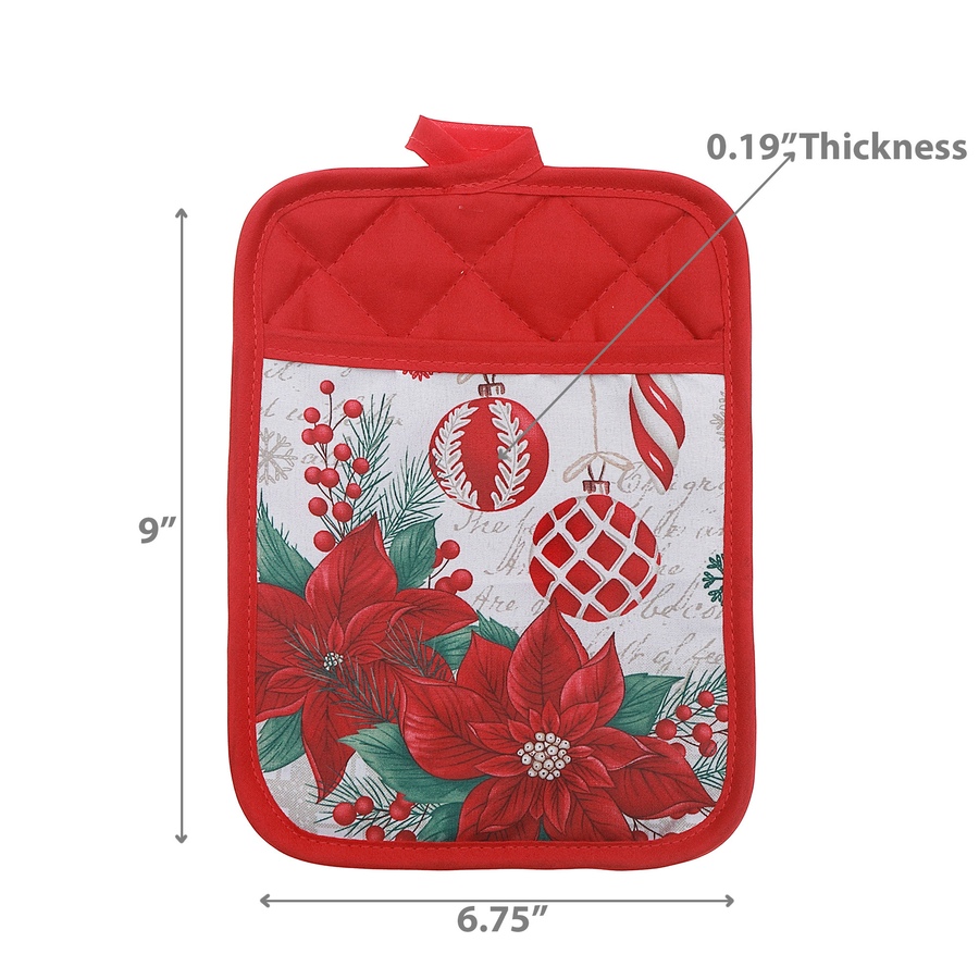 Image 736805_ALTMORE3.jpg, Product 736-805 / Price $24.99, IH Casa Décor Pot Holder with Pocket (poinsettia with ornaments, set of 6) from IH Casa Decor on TSC.ca's Kitchen department