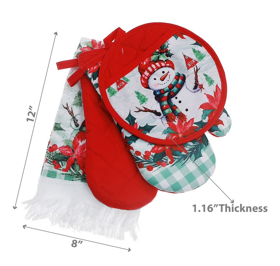 Image 736841_ALTMORE2.jpg, Product 736-841 / Price $19.99, IH Casa Décor 4-Piece Kitchen Set (snowman with poinsettia) from IH Casa Decor on TSC.ca's Kitchen department