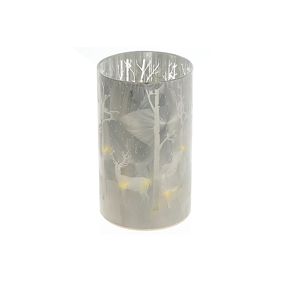 Image 736861.jpg, Product 736-861 / Price $34.99, IH Casa Décor LED Cylinder Glass Stand (deer in winter forest, grey, set of 2) from IH Casa Decor on TSC.ca's Home & Garden department