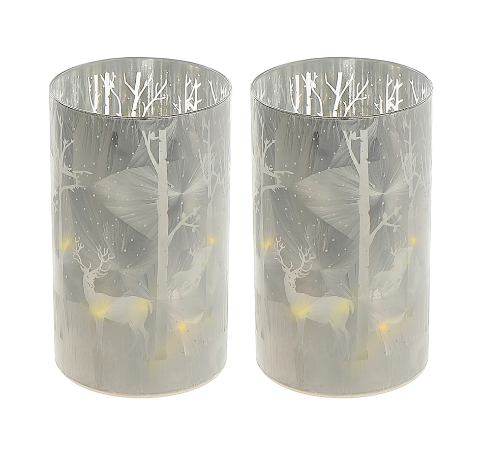 Image 736861_ALTMORE2.jpg, Product 736-861 / Price $34.99, IH Casa Décor LED Cylinder Glass Stand (deer in winter forest, grey, set of 2) from IH Casa Decor on TSC.ca's Home & Garden department