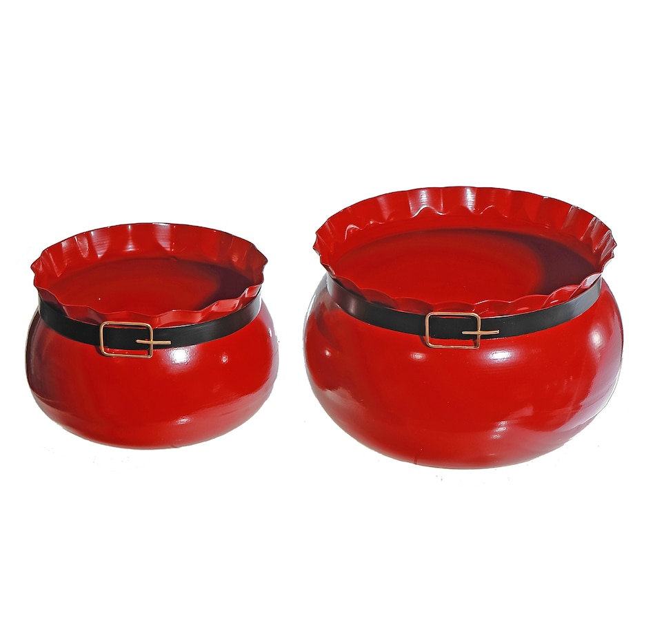 Image 736931.jpg, Product 736-931 / Price $64.99, IH Casa Décor Red Metal Santa Belt Planter (Set Of 2) from IH Casa Decor on TSC.ca's Home & Garden department