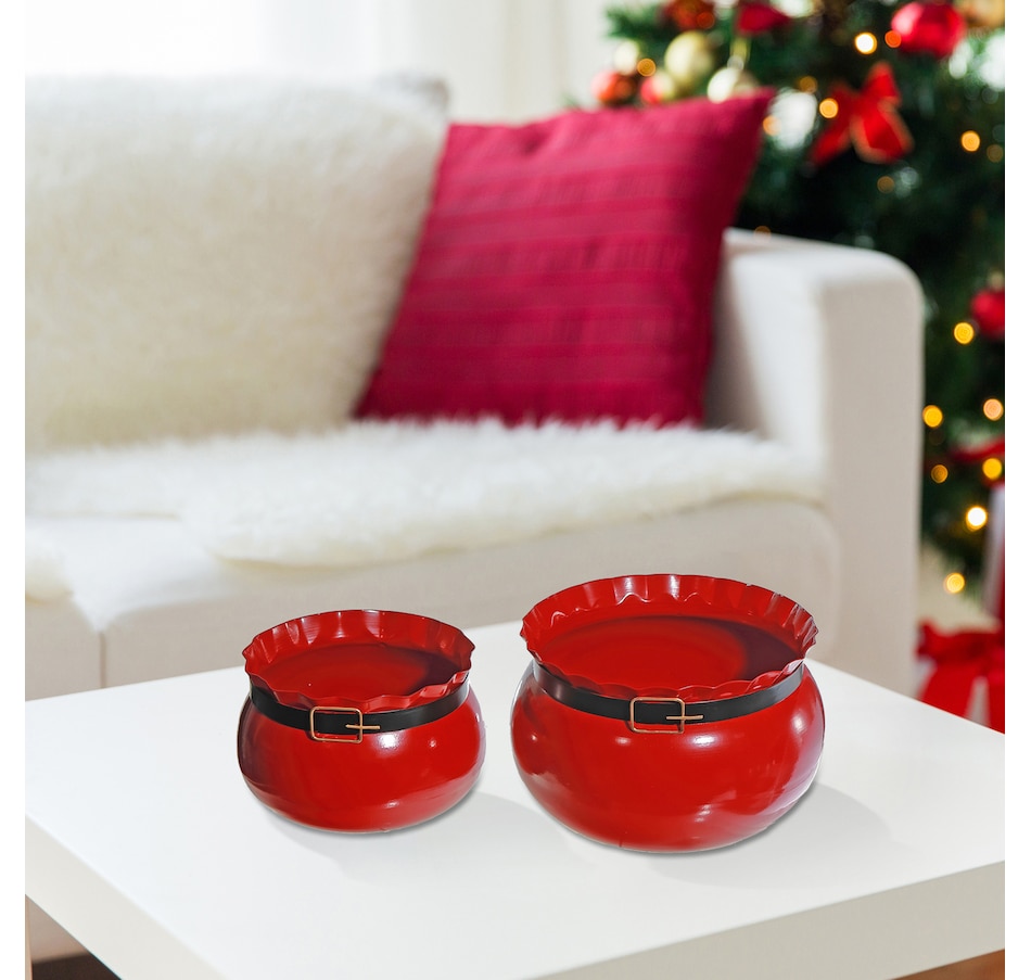 Image 736931_ALTMORE1.jpg, Product 736-931 / Price $64.99, IH Casa Décor Red Metal Santa Belt Planter (Set Of 2) from IH Casa Decor on TSC.ca's Home & Garden department