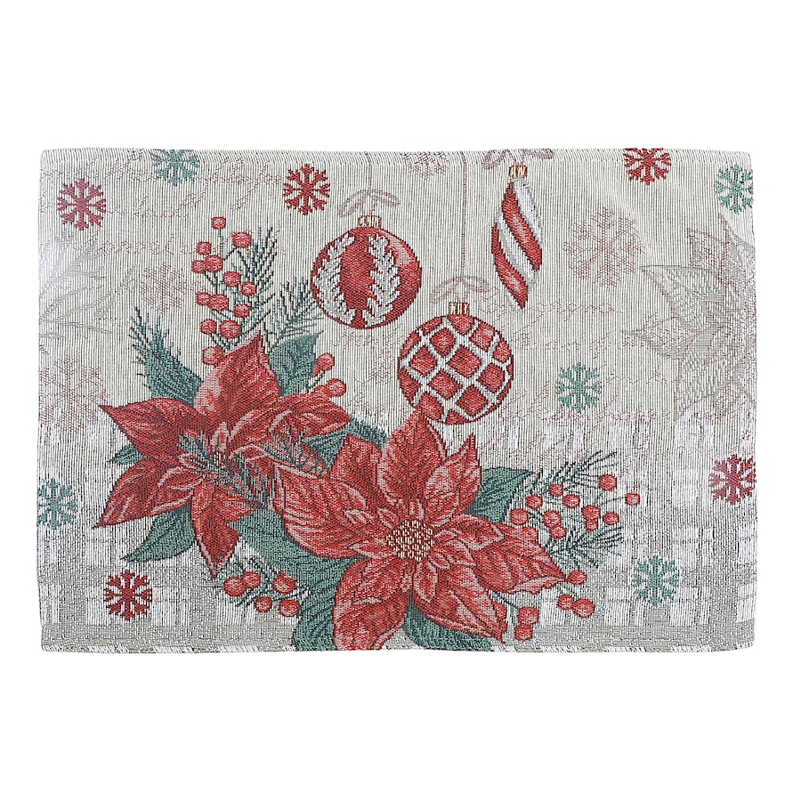 Image 736937.jpg, Product 736-937 / Price $69.99, IH Casa Décor Tapestry Placemat (Poinsettia and Ornaments, 13" x 18", set of 12) from IH Casa Decor on TSC.ca's Kitchen department