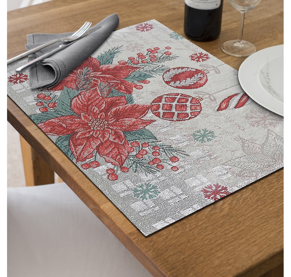 Image 736937_ALTMORE1.jpg, Product 736-937 / Price $69.99, IH Casa Décor Tapestry Placemat (Poinsettia and Ornaments, 13" x 18", set of 12) from IH Casa Decor on TSC.ca's Kitchen department