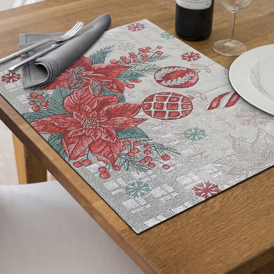Image 736937_ALTMORE1.jpg, Product 736-937 / Price $69.99, IH Casa Décor Tapestry Placemat (Poinsettia and Ornaments, 13" x 18", set of 12) from IH Casa Decor on TSC.ca's Kitchen department