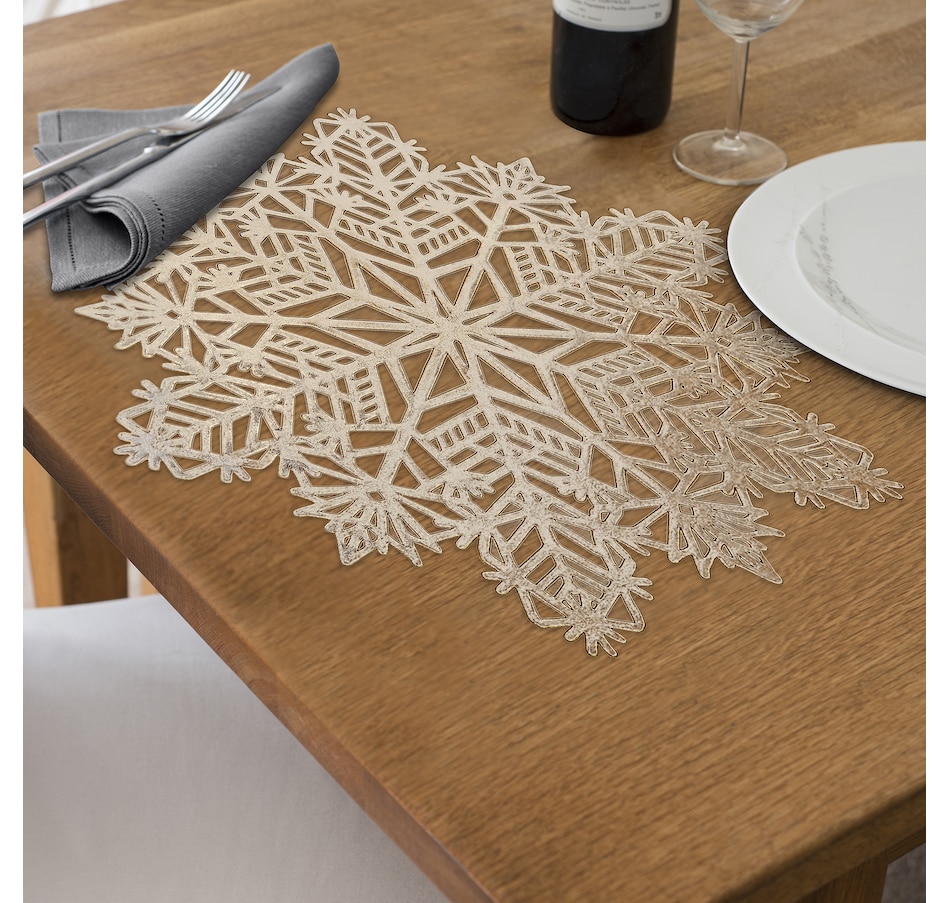 Image 736943_ALTMORE1.jpg, Product 736-943 / Price $59.99, IH Casa Décor PVC Cut-Out Snowflake Placemat (gold, set of 12) from IH Casa Decor on TSC.ca's Kitchen department