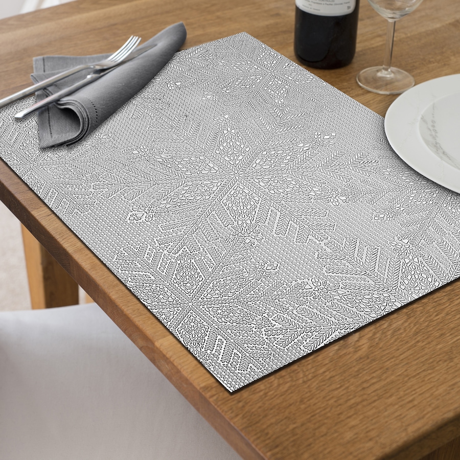 Image 736951_ALTMORE1.jpg, Product 736-951 / Price $54.99, IH Casa Décor PVC Rectangular Cut-Out Snowflake Placemat (silver, set of 12) from IH Casa Decor on TSC.ca's Kitchen department