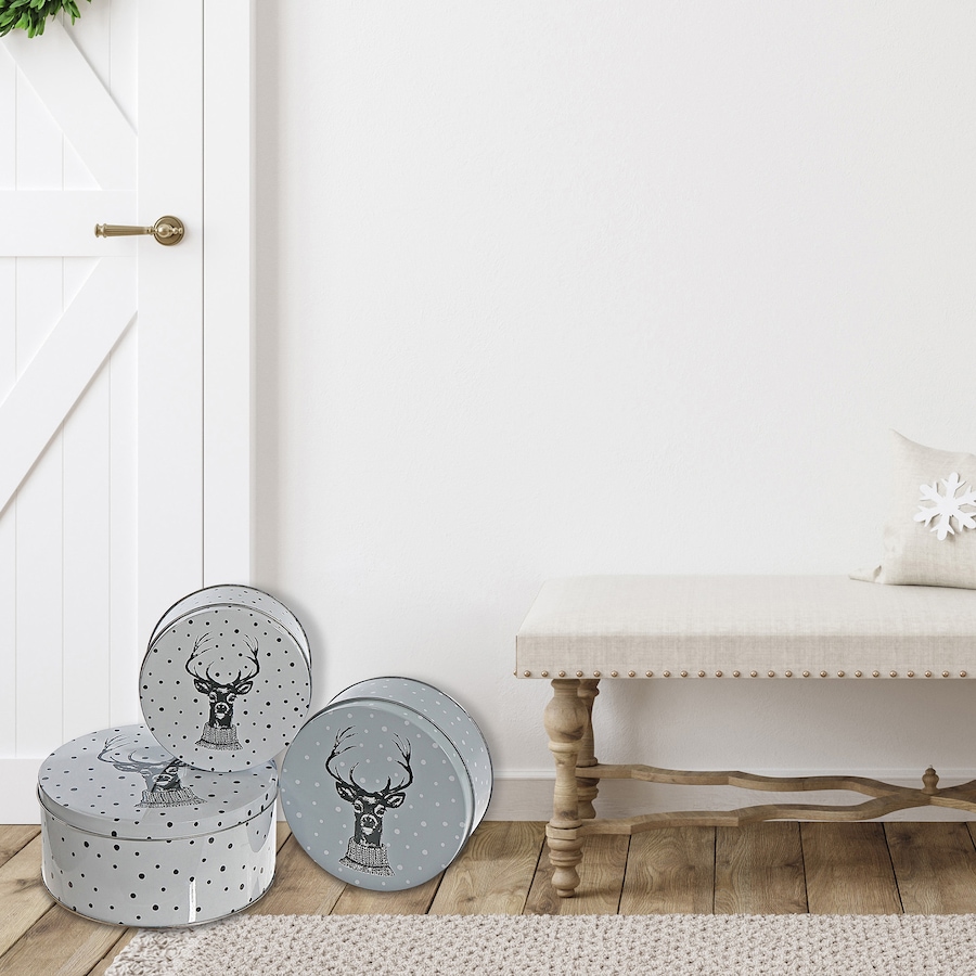 Image 736966_ALTMORE1.jpg, Product 736-966 / Price $39.99, IH Casa Décor Nesting Round Tin Boxes (reindeer head, set of 3) from IH Casa Decor on TSC.ca's Home & Garden department