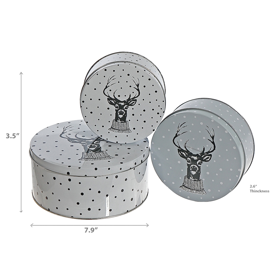 Image 736966_ALTMORE2.jpg, Product 736-966 / Price $39.99, IH Casa Décor Nesting Round Tin Boxes (reindeer head, set of 3) from IH Casa Decor on TSC.ca's Home & Garden department