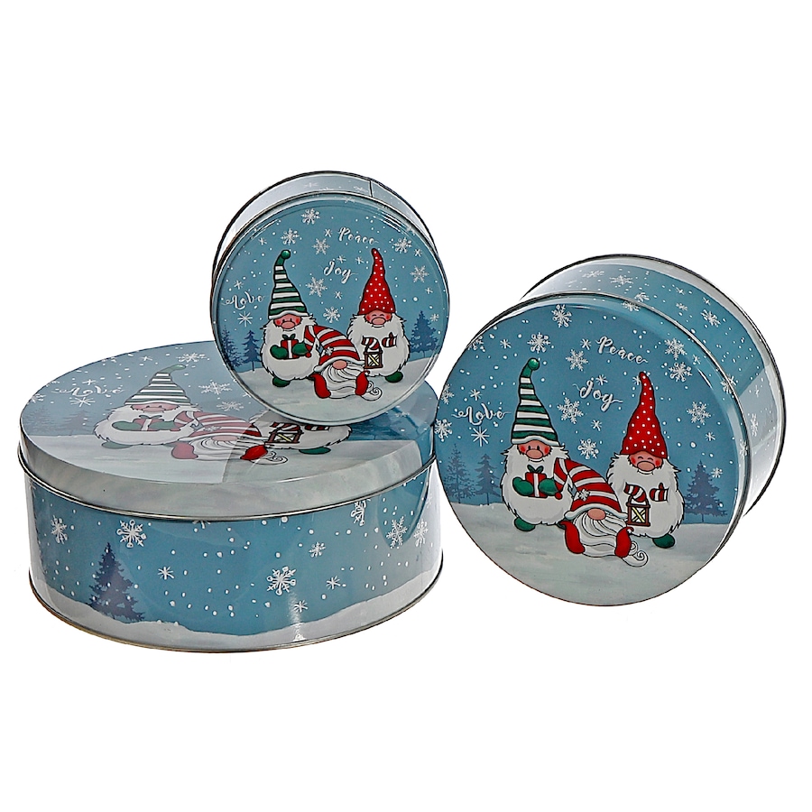 Image 736968.jpg, Product 736-968 / Price $39.99, IH Casa Décor Nesting Round Tin Boxes (elves, set of 3) from IH Casa Decor on TSC.ca's Home & Garden department
