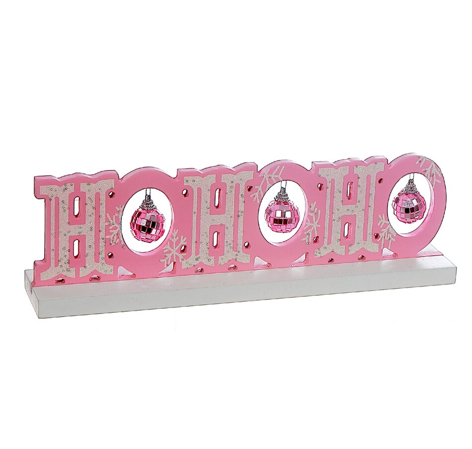 Image 737008.jpg, Product 737-008 / Price $19.99, IH Casa Décor Wooden Tabletop Sign (Ho Ho Ho, with disco balls) from IH Casa Decor on TSC.ca's Home & Garden department