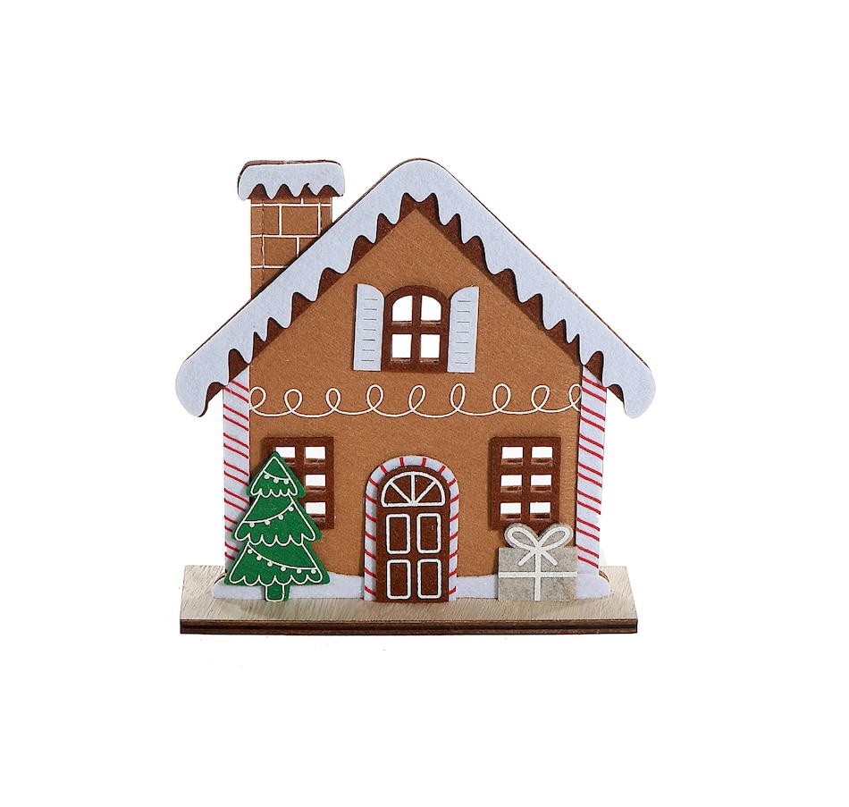 Image 737048.jpg, Product 737-048 / Price $19.99, IH Casa Décor Felt Gingerbread House on Wooden Base (set of 2) from IH Casa Decor on TSC.ca's Home & Garden department