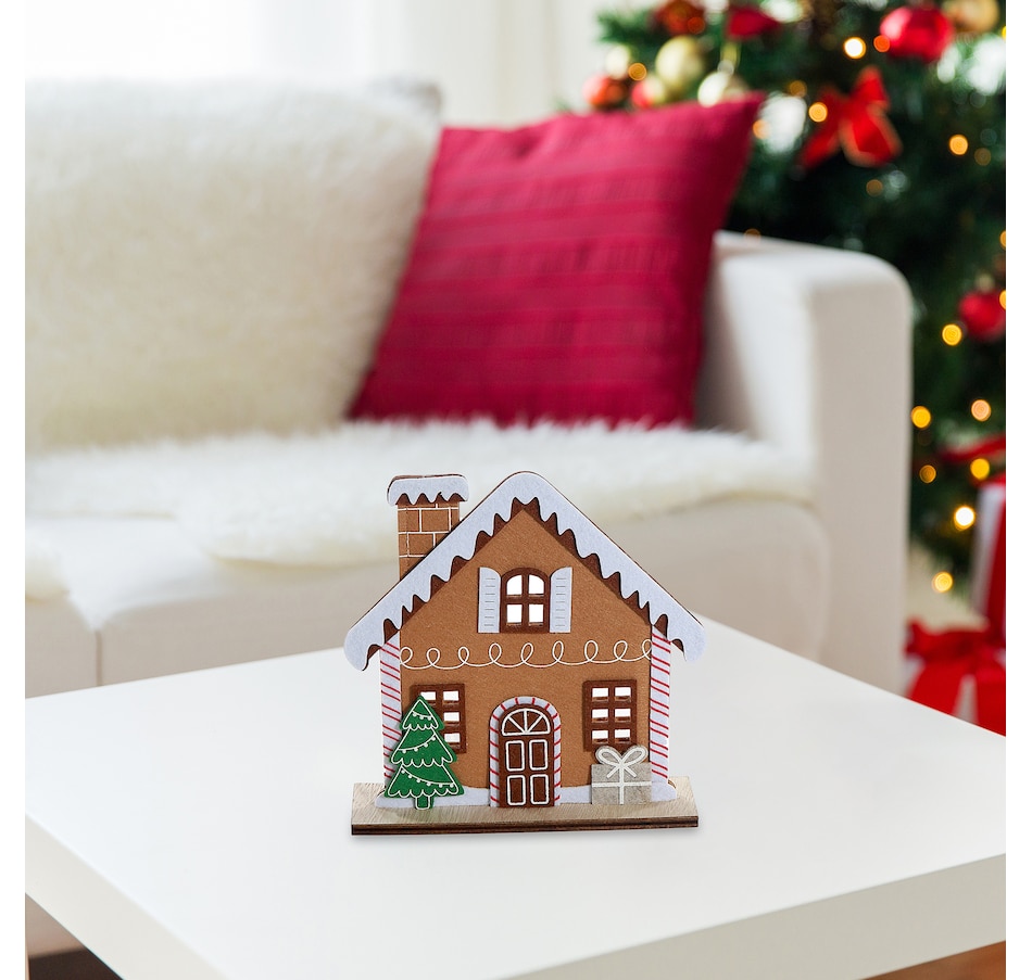Image 737048_ALTMORE1.jpg, Product 737-048 / Price $19.99, IH Casa Décor Felt Gingerbread House on Wooden Base (set of 2) from IH Casa Decor on TSC.ca's Home & Garden department