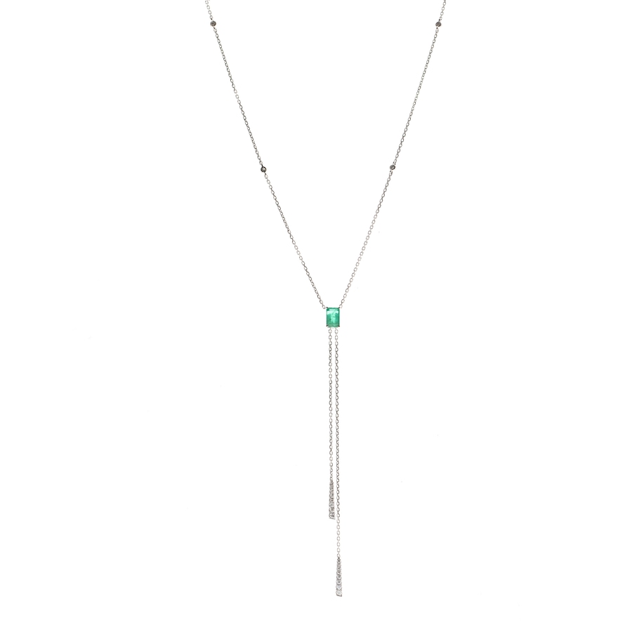 Image 737100.jpg, Product 737-100 / Price $2,499.99, Cirari 18K White Gold Emerald and Diamond Lariat Necklace from Cirari on TSC.ca's Jewellery department
