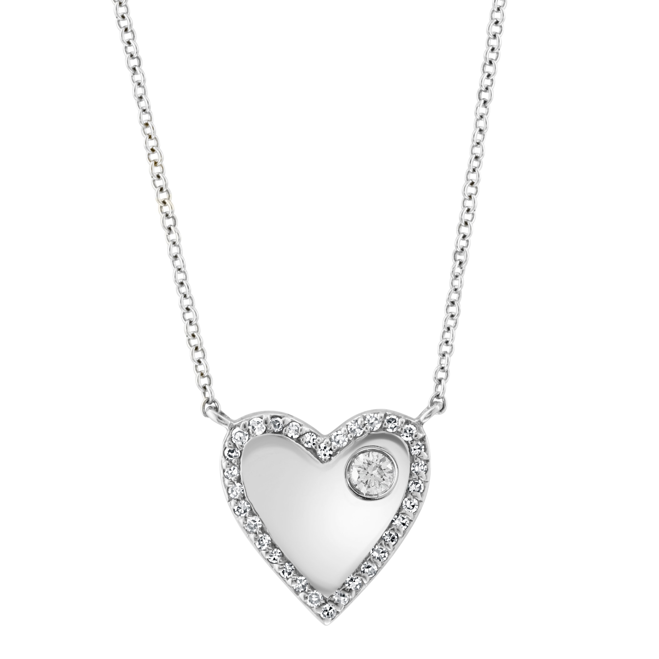 Jewellery - Necklaces & Pendants - Pendant Necklaces - EFFY Jewellery 14K  White Gold Diamond Heart Pendant and Chain - Online Shopping for Canadians