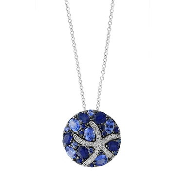 EFFY 14K White Gold Multi Sapphire & Diamond Pendant with Chain