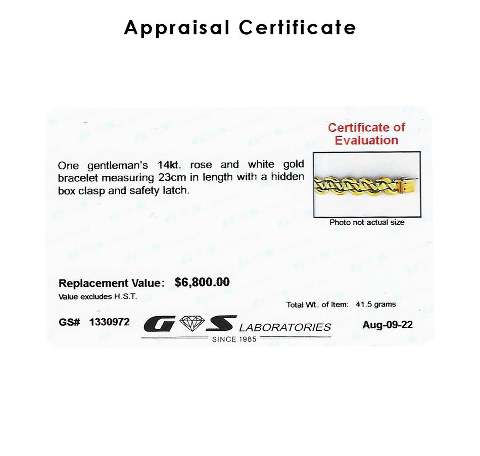 Image 737260_ALTMORE3.jpg, Product 737-260 / Price $4,995.00, Gentleman's 14K Rose and White Gold Fancy Link Bracelet from Estate Originals on TSC.ca's Jewellery department