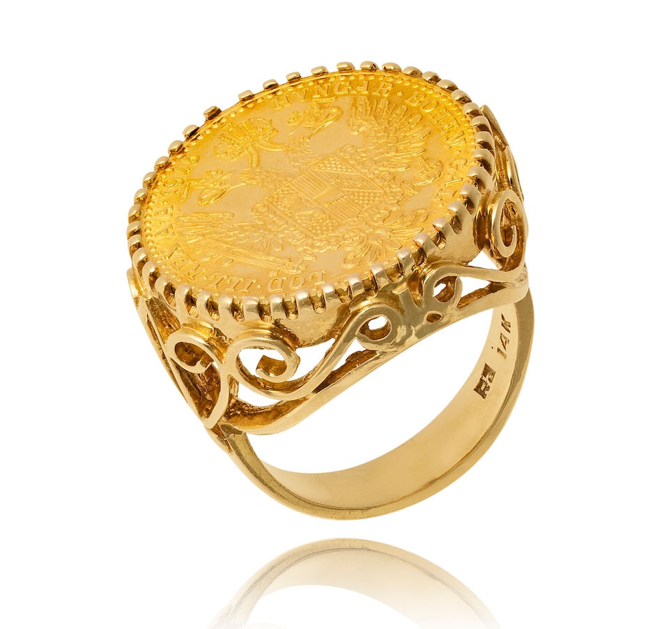 Image 737263.jpg, Product 737-263 / Price $1,495.00, 24K Austrian Ducat Coin Ring with a Custom Made 14K Yellow Gold Setting from Estate Originals on TSC.ca's Jewellery department