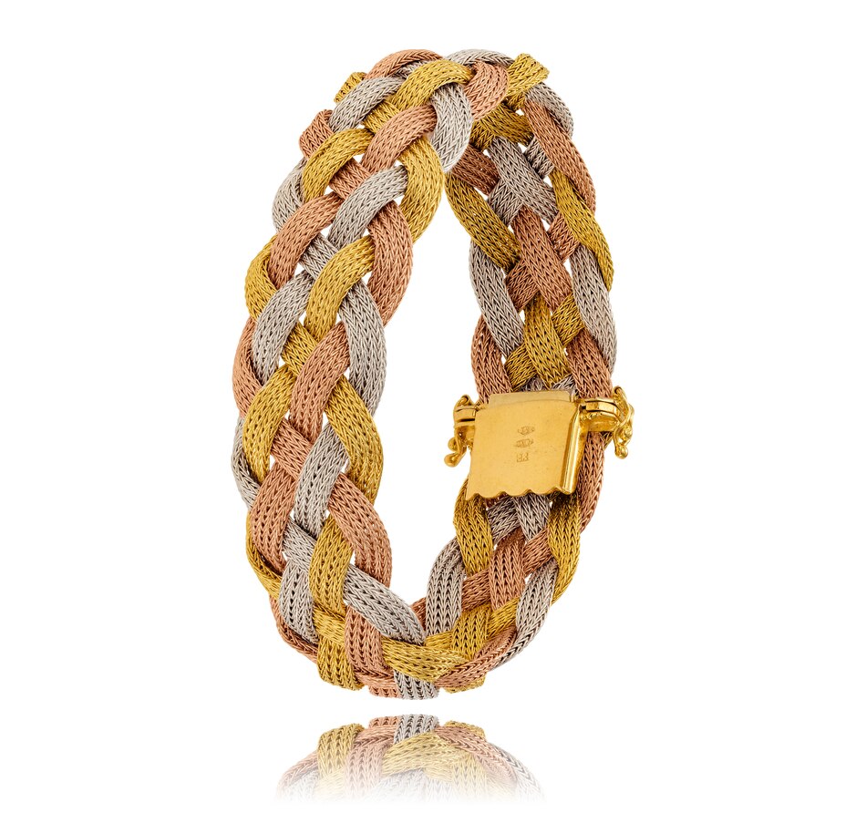 Image 737266.jpg, Product 737-266 / Price $5,995.00, 18K Yellow, White and Rose Gold 5-Strand Braided Woven Mesh Bracelet from Estate Originals on TSC.ca's Jewellery department